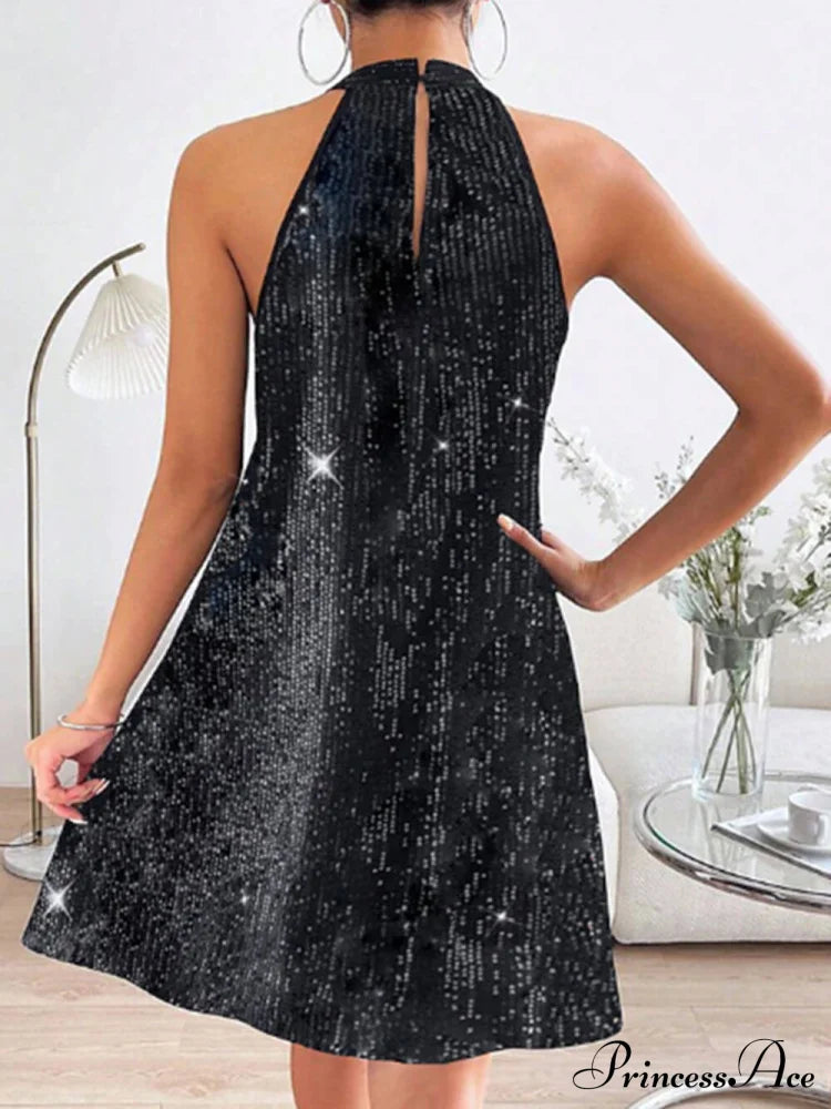 Glitter Elegant Halterneck Dress Dresses