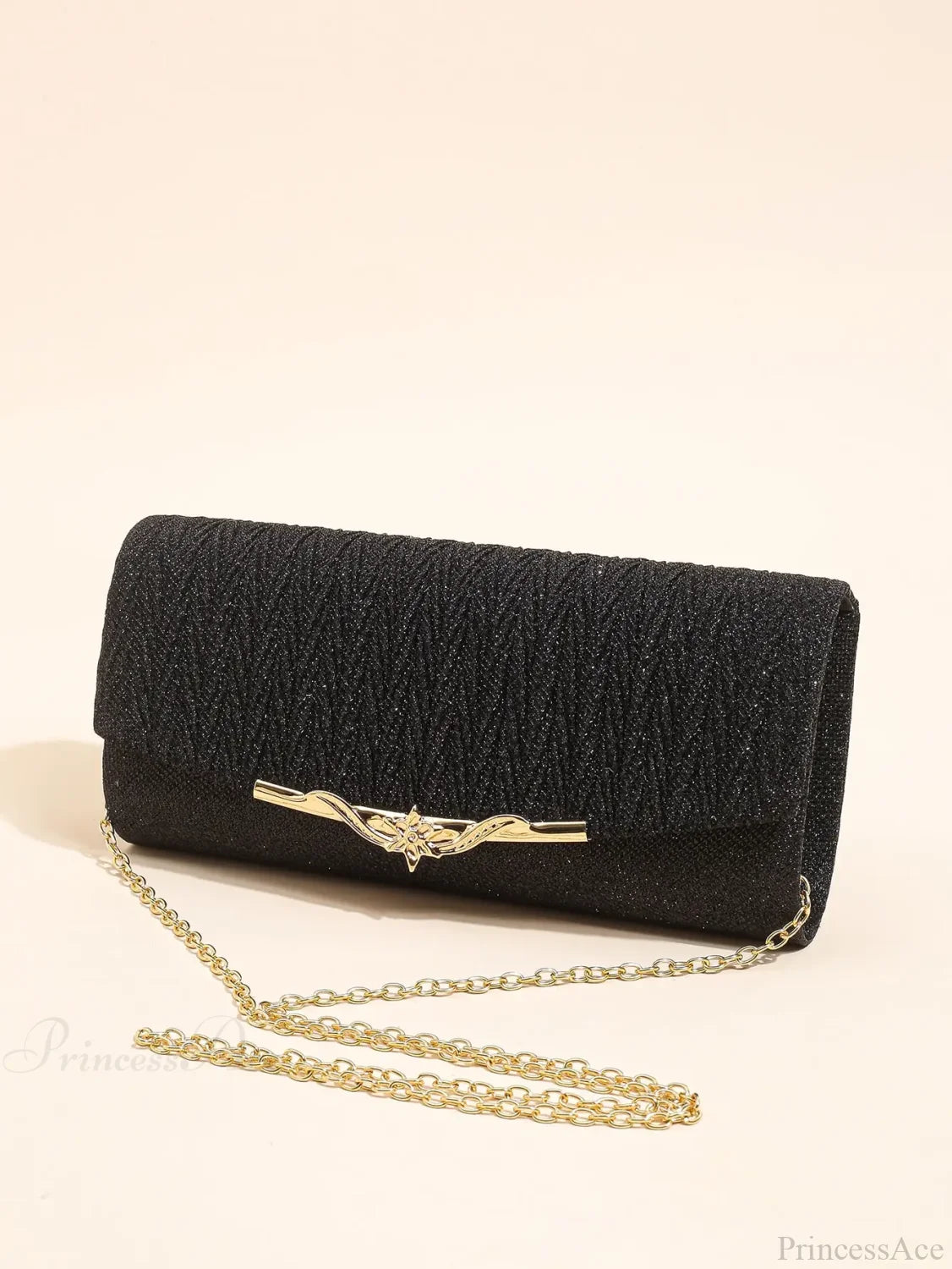 Glitter Envelope Evening Bag Detachable Chain Clutch Bag Black / (20cm clutchbag-250126