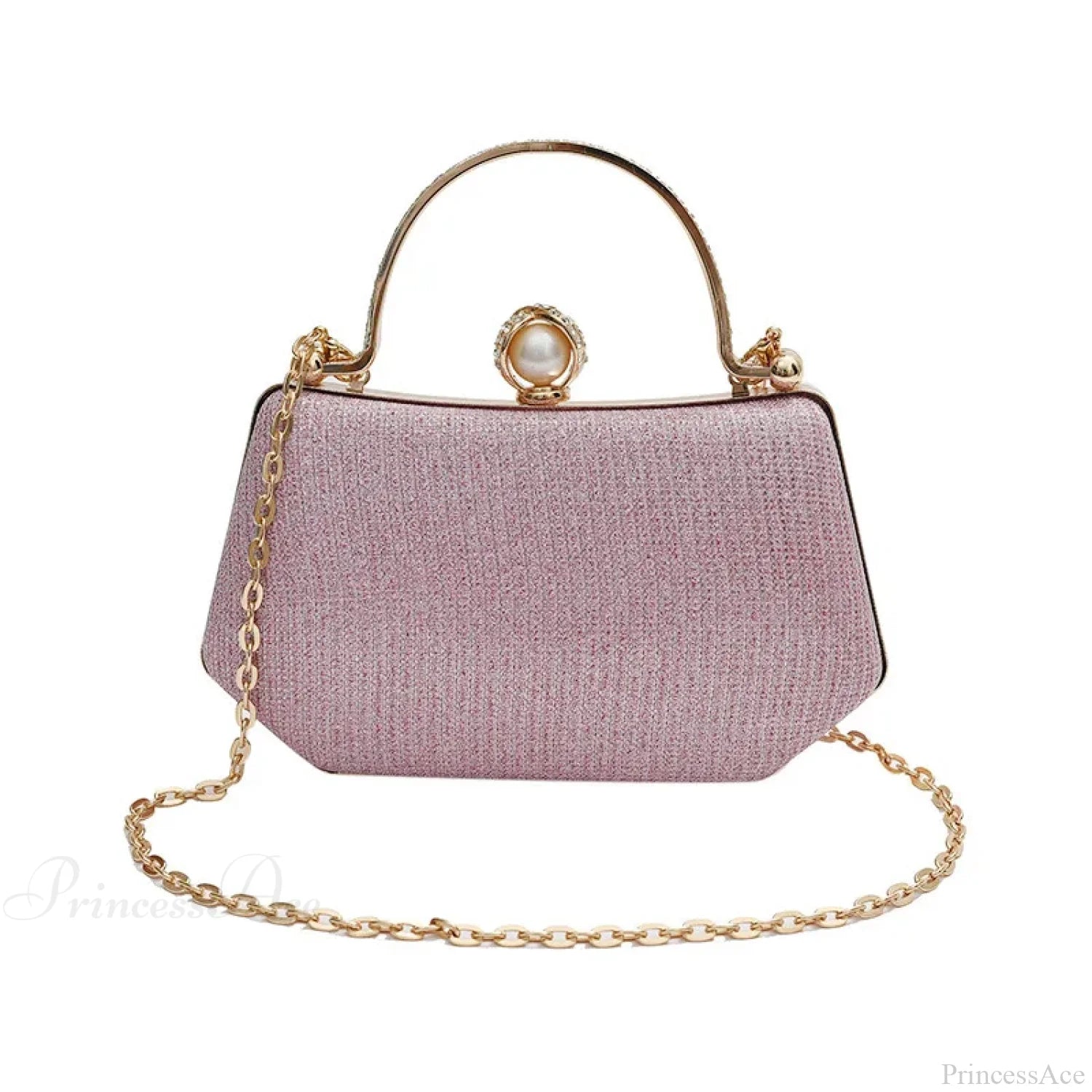 Glitter Evening Banquet Wrist Bag Rhinestone Clutch Bag Pink clutchbag-250126