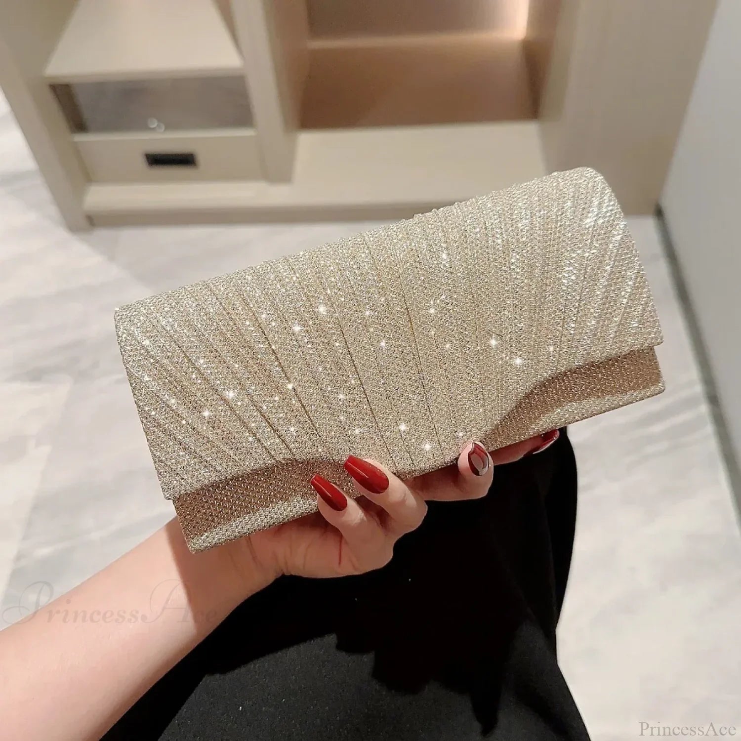 Glitter Silver Envelope Clutch Wristlet Silver wristlet-250126