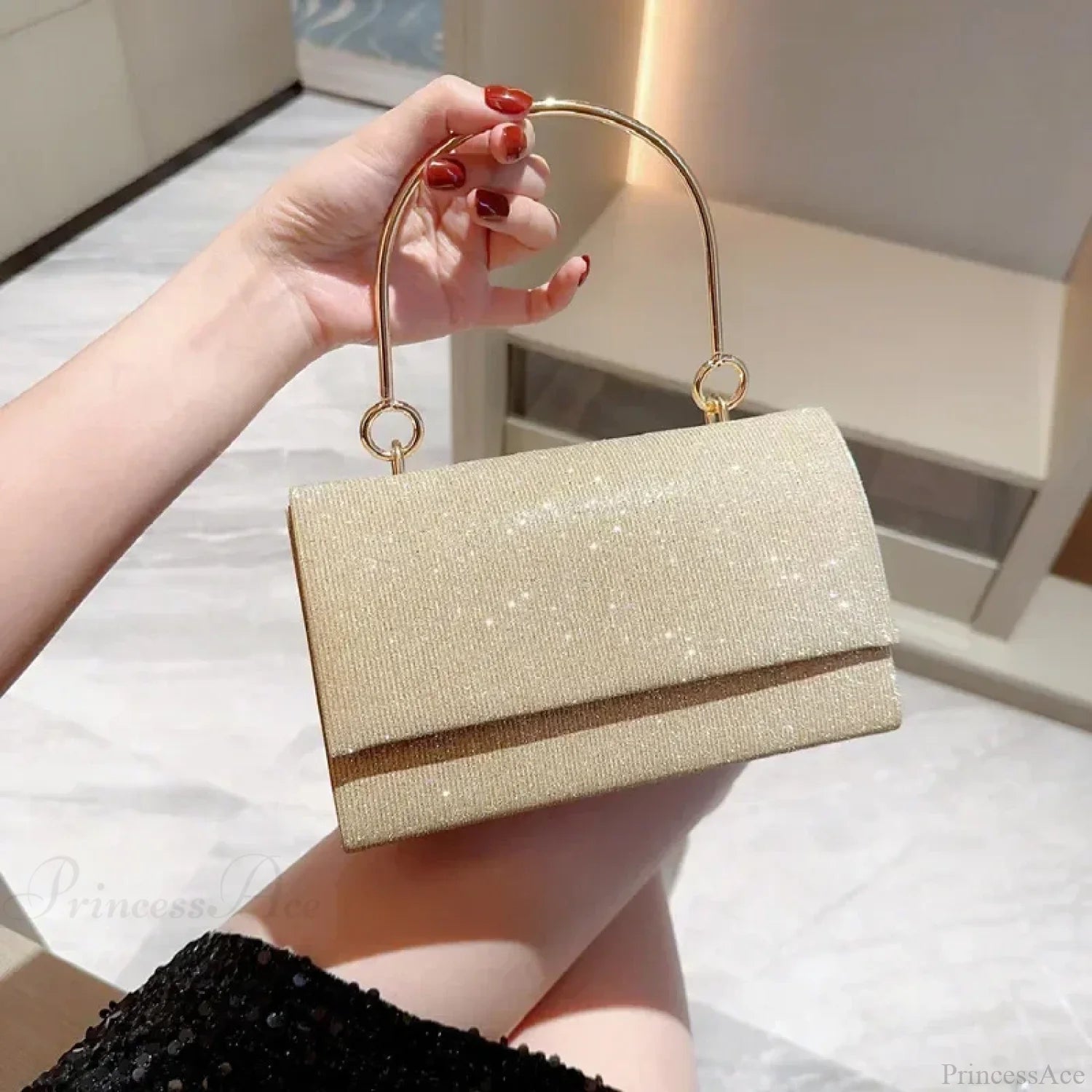 Glitter Wedding Clutch Shoulder Bag for Women Gold clutchbag-250126