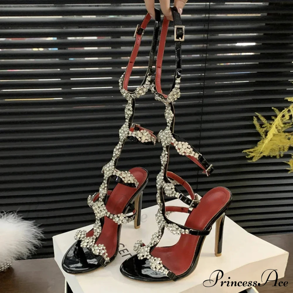 Glittering Sexy Crystal Open-Toe Rhinestone Platform Sandals Summer Party Elegant Stylish High Heel