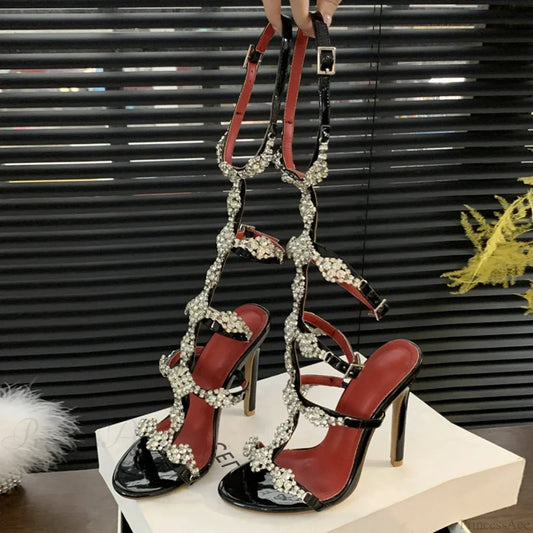 Glittering Sexy Crystal Open-Toe Rhinestone Platform Sandals Summer Party Elegant Stylish High Heel