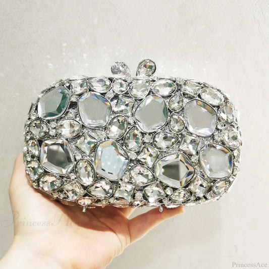 Gold/Silver Crystal Evening Clutch Wristlet wristlet-250126