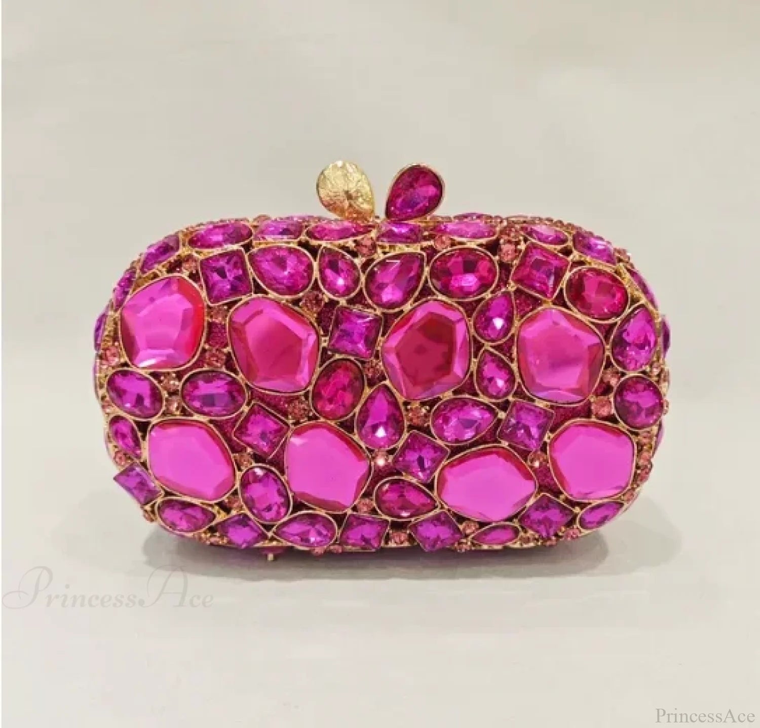 Gold/Silver Crystal Evening Clutch Wristlet fushia wristlet-250126