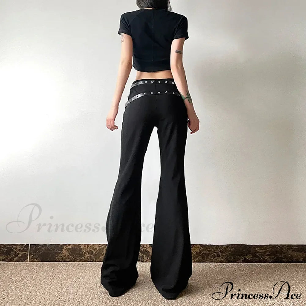 Goth Dark Harajuku High Waist Flare Pants Punk Decor Halloween