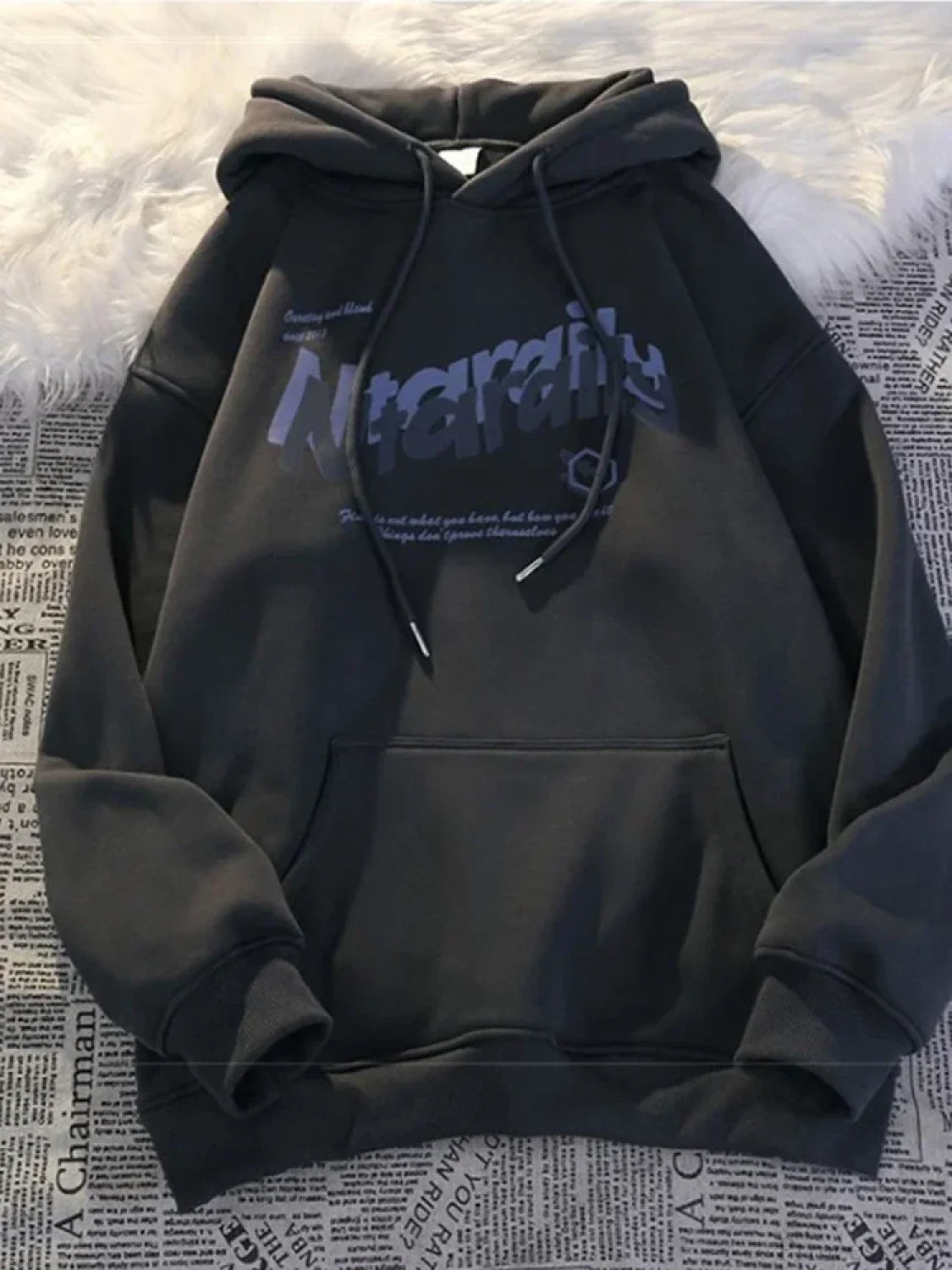 Goth Letter Print Casual Oversized Hoodie Dark Grey / M(40-50KG)