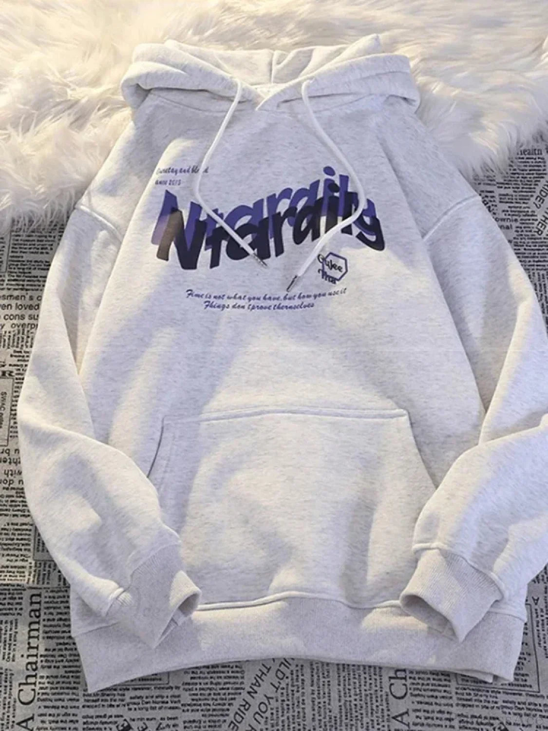 Goth Letter Print Casual Oversized Hoodie GRAY / M(40-50KG)