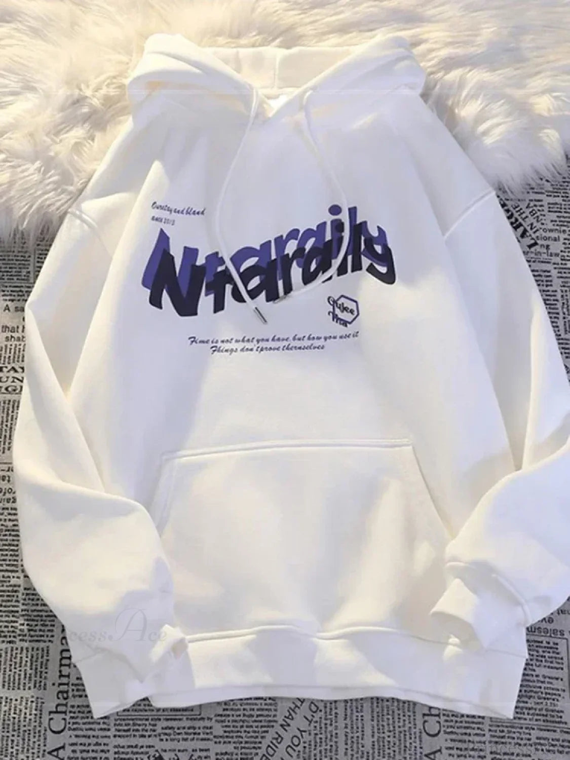 Goth Letter Print Casual Oversized Hoodie WHITE / M(40-50KG)