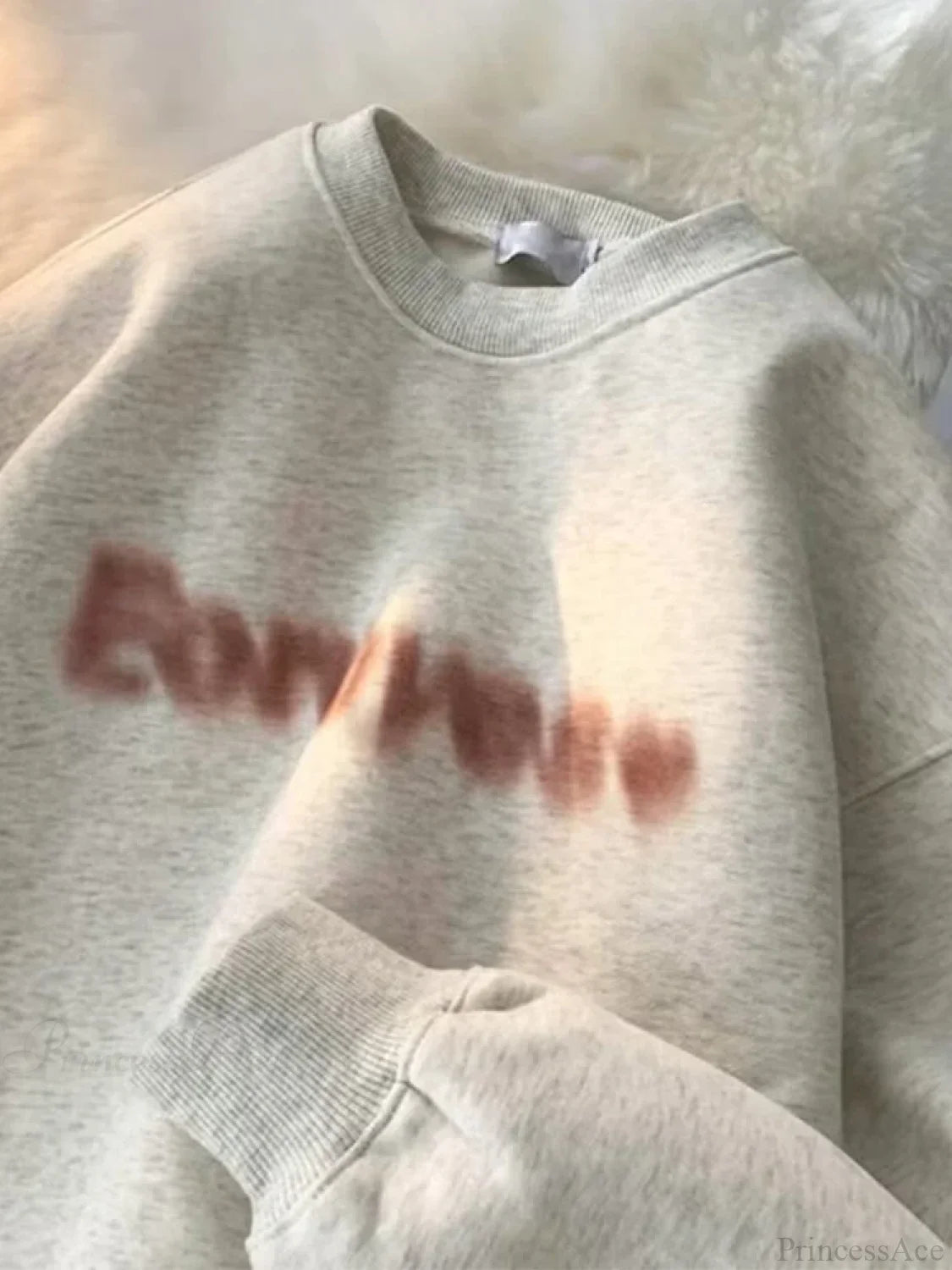 Goth Letter Print Cotton Sweatshirt White Gray / M(40-45KG)