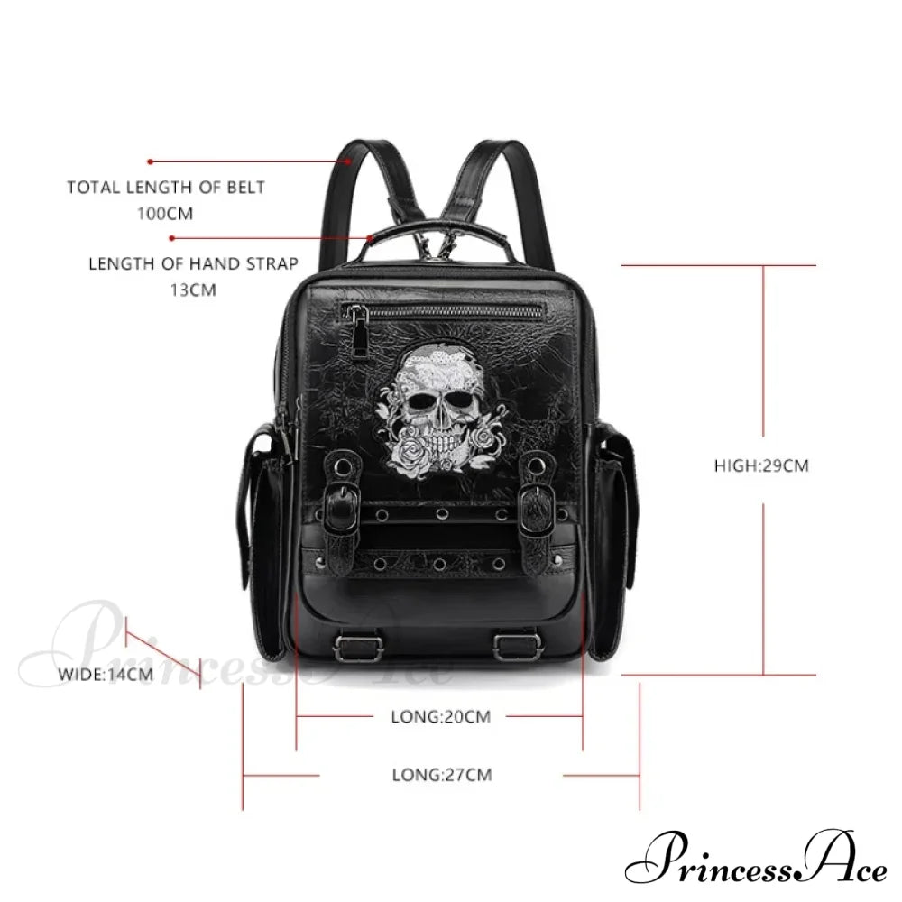 Goth Style Large Capacity Skull Multi-Function Unisex Waterproof Backpack Bag Halloween