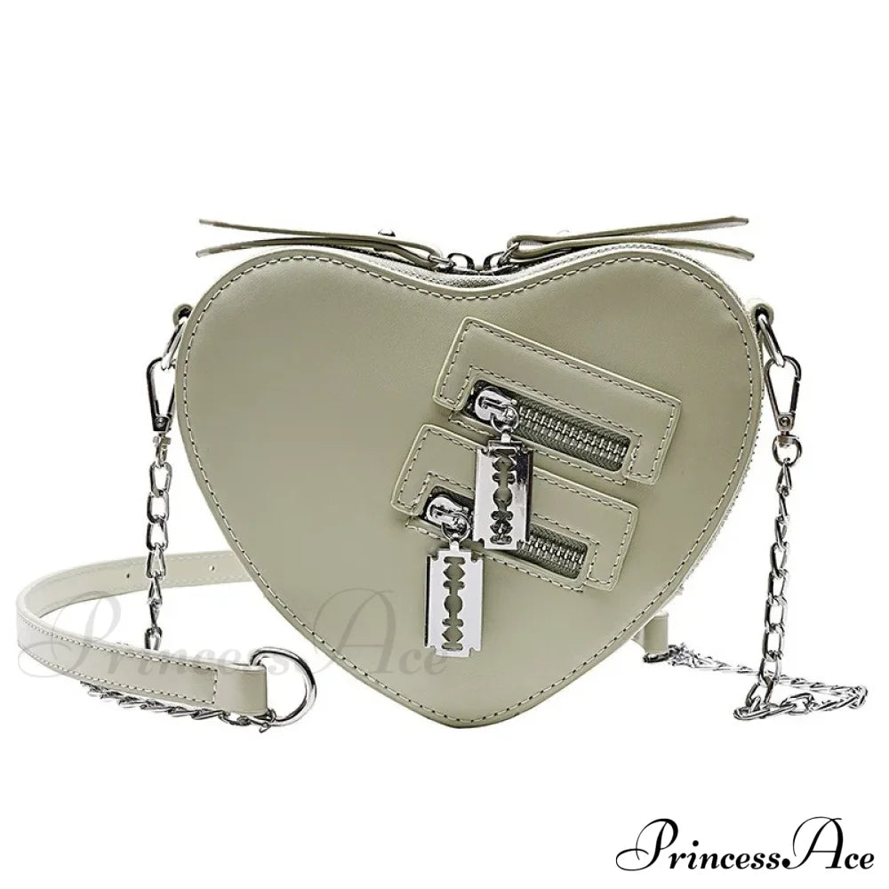 Gothic Heart Blade Zipper Chain Casual Summer Shoulder Handbag Crossbody Bag Green Halloween