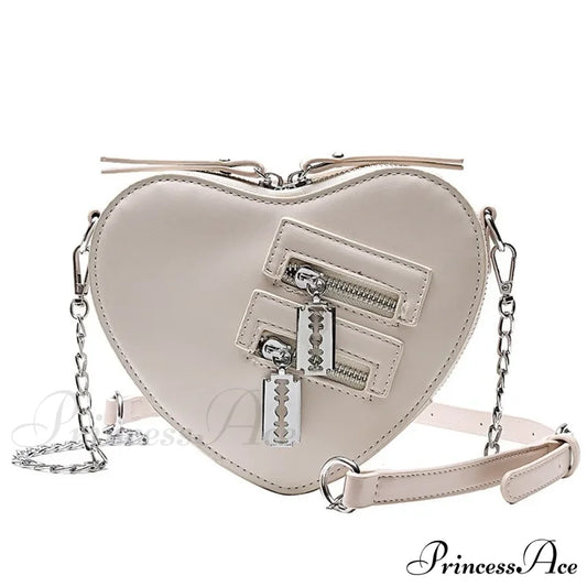 Gothic Heart Blade Zipper Chain Casual Summer Shoulder Handbag Crossbody Bag White Halloween