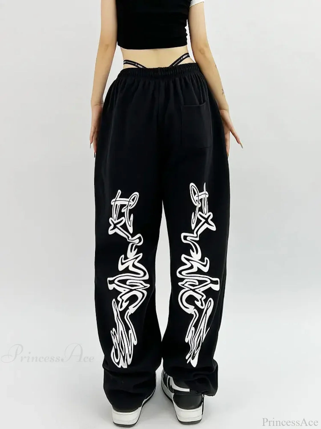 Gothic Hip Hop Grunge Black Jogging Pants Black / S