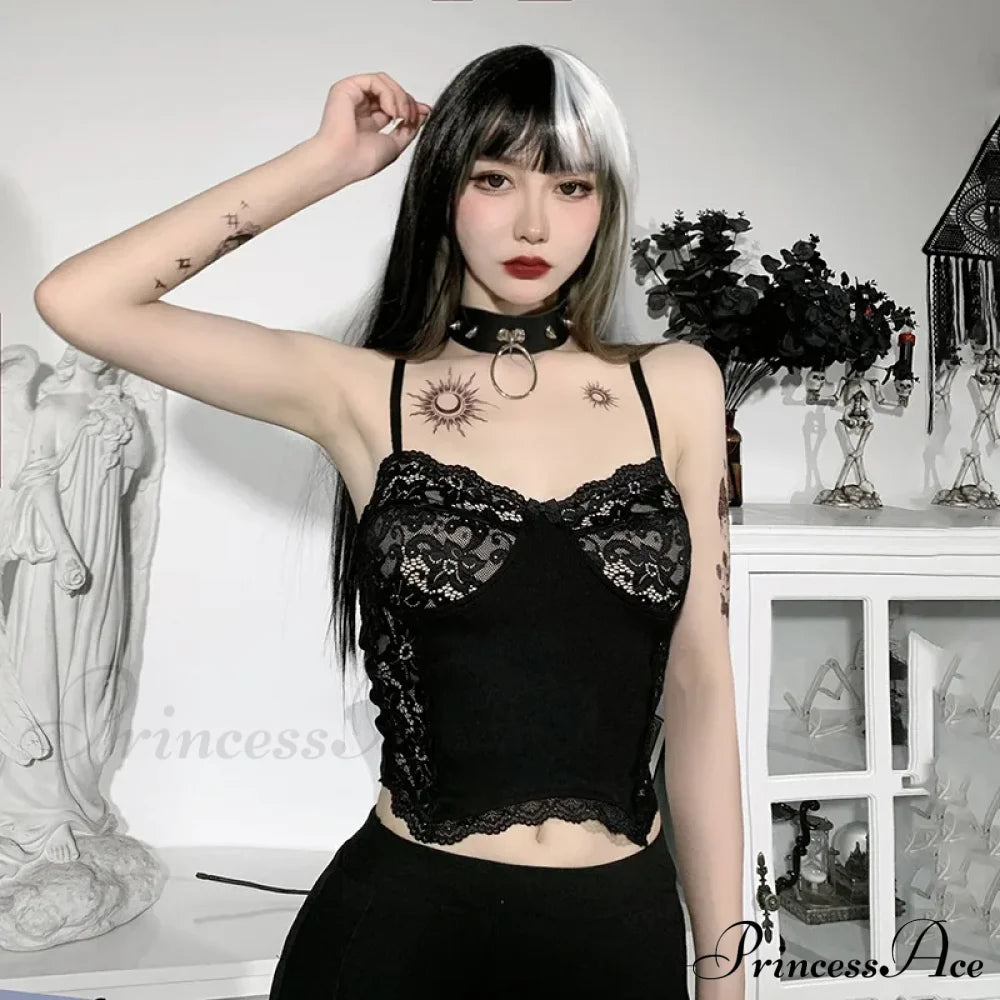 Gothic Lace Suspender Punk Crop Top Halloween