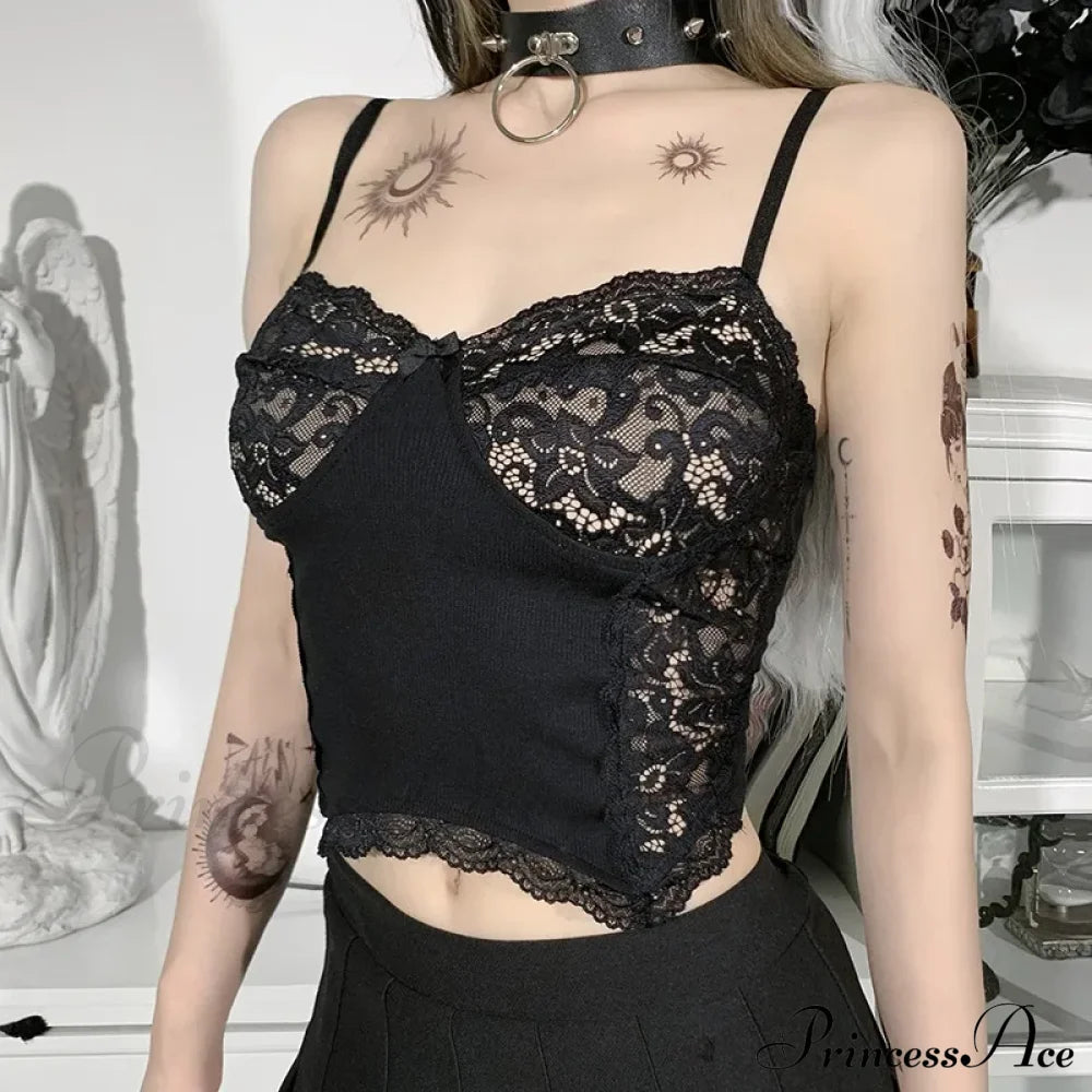 Gothic Lace Suspender Punk Crop Top Halloween