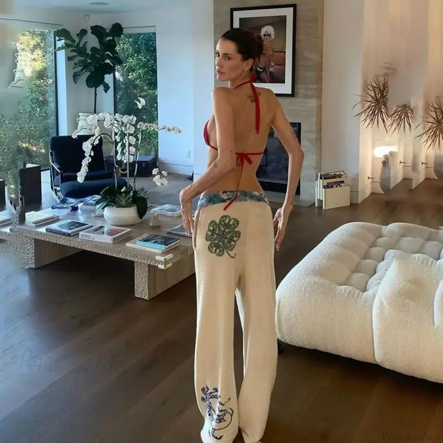 Gothic Print Y2K Women Grunge Pants