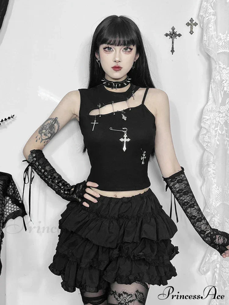 Gothic Punk Fashion Cross Bustier Crop Top Halloween