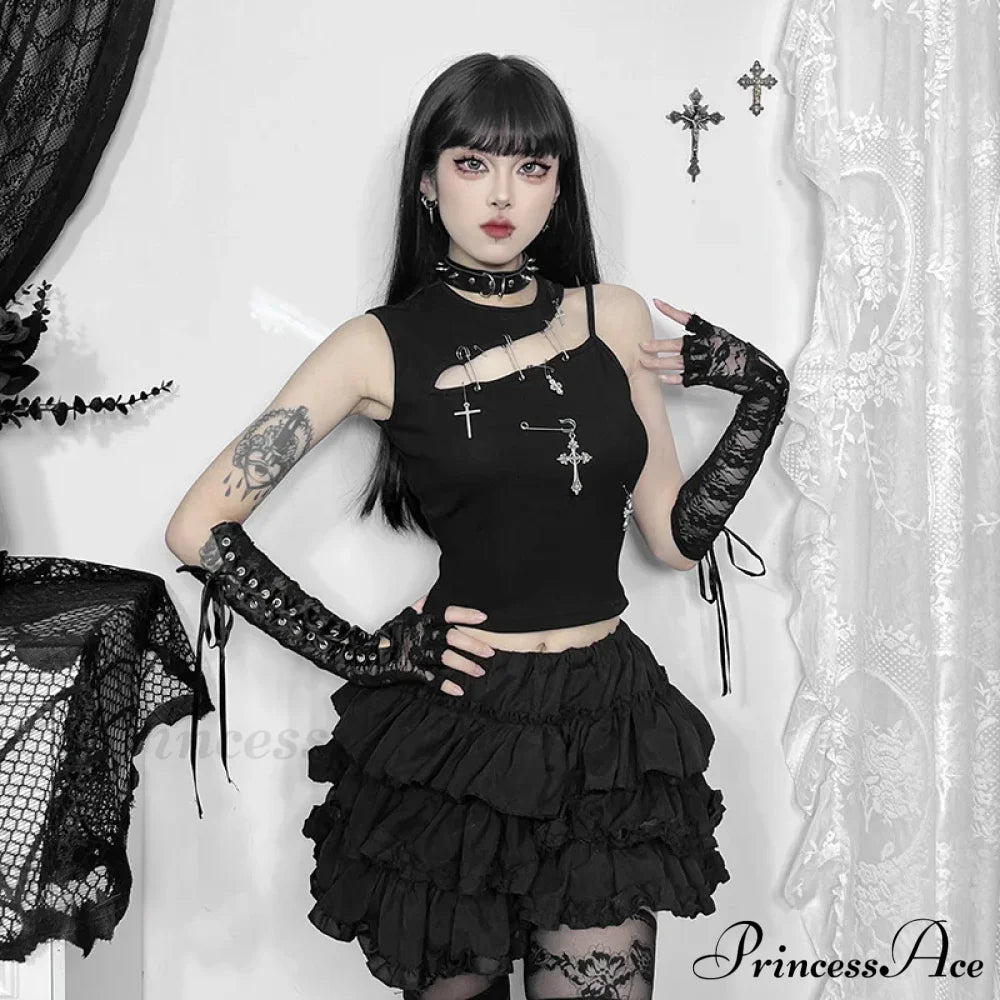 Gothic Punk Fashion Cross Bustier Crop Top Halloween