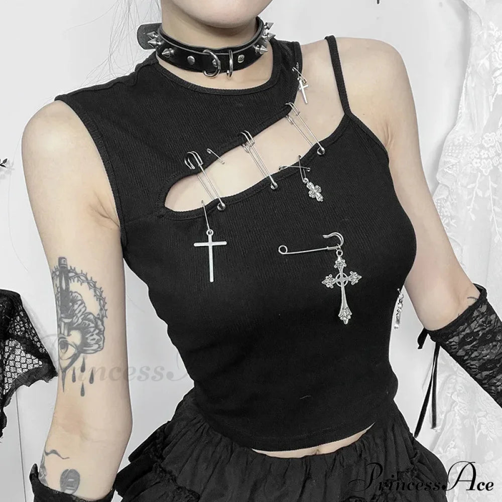 Gothic Punk Fashion Cross Bustier Crop Top Halloween