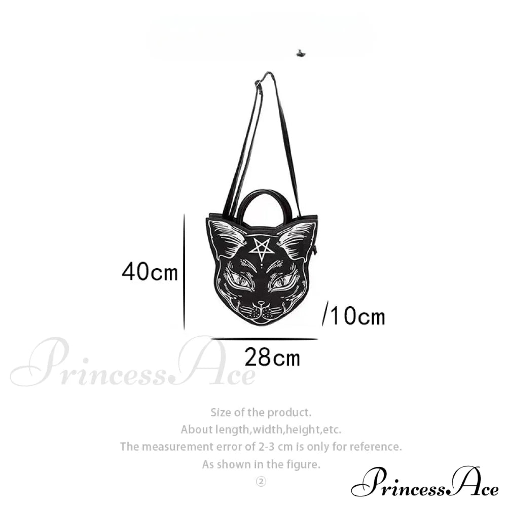 Gothic Punk Style Pentacle Cat Top Handle Fashion Bag Halloween