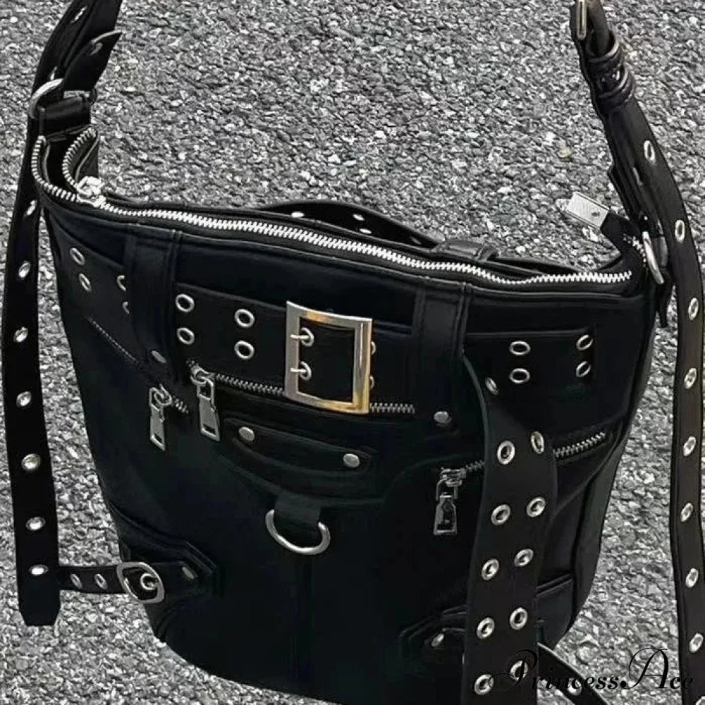 Gothic Rivets Big Volume Dark Metal Cool Motobiker Harajuku Chic Messenger Bag Halloween