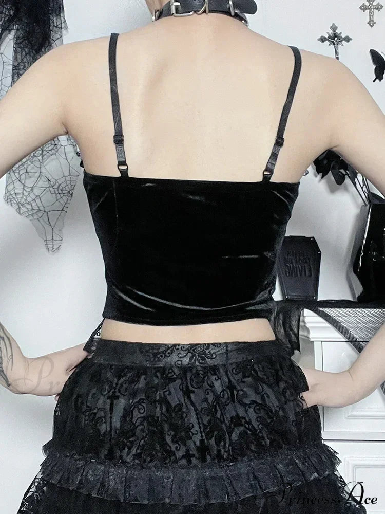 Gothic Spider Web Lace Harajuku Camisole Crop Top Halloween