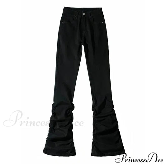 Gothic Stacked Ruched Halloween Pants Black / S