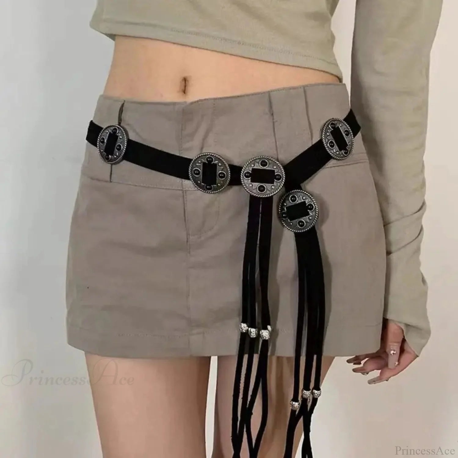 Gothic Tie Rope Waist Belt Black