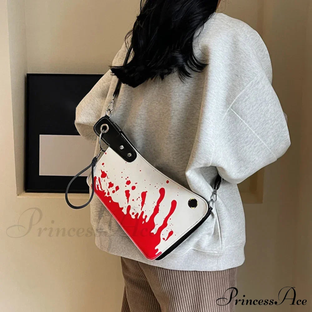 Gothic Unique Design Pu Leather Knife Shaped Halloween Clutch Bag White