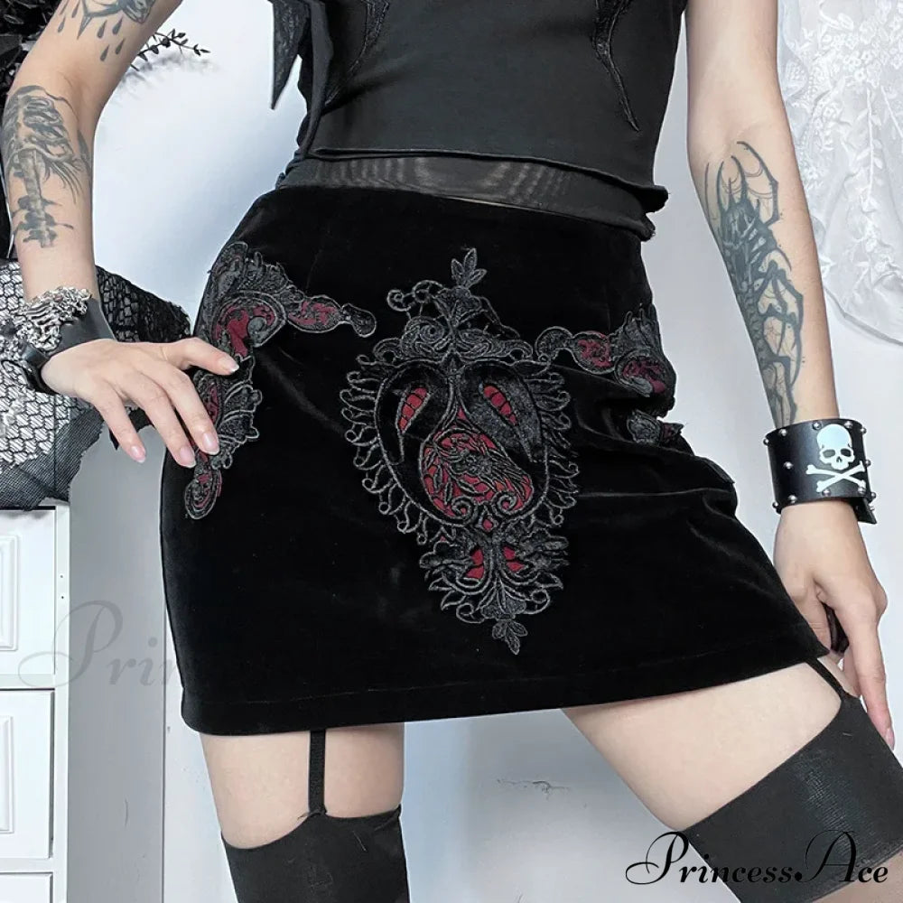 Gothic Vintage Sexy Butterfly Embroidered Lace Crop Top Halloween