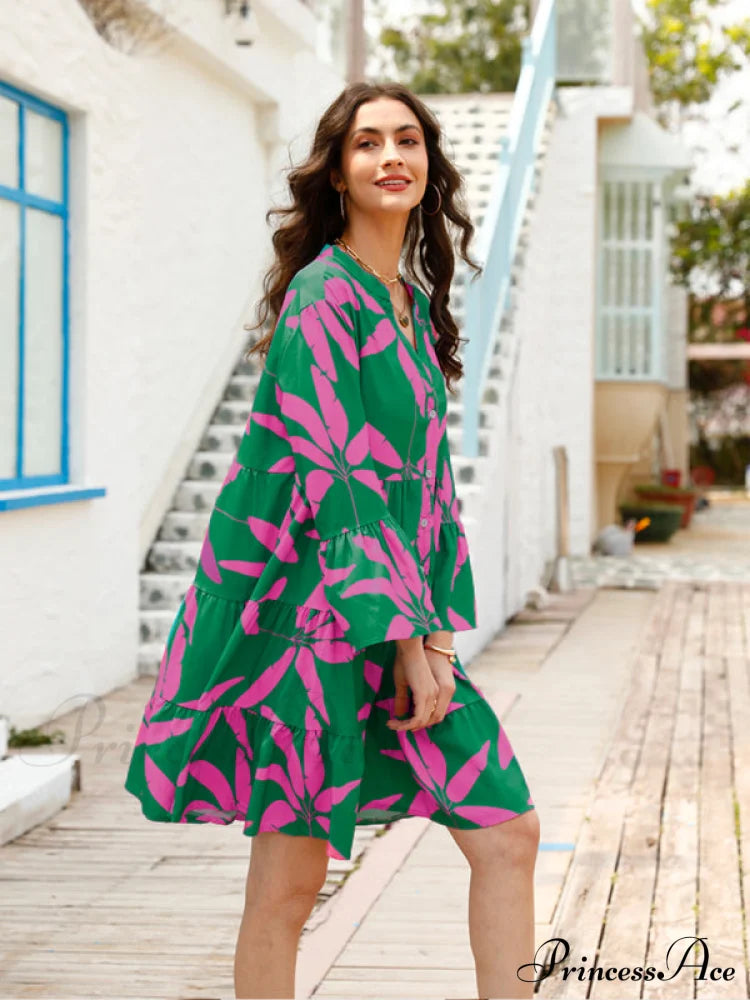 Gown For Design Bell Flowered Arm Women Green / S Coats-L