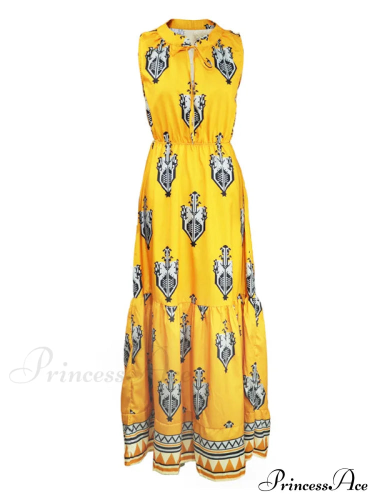 Gown For Design Full-Length Sleeveless Bohemian Women Women’s Dress