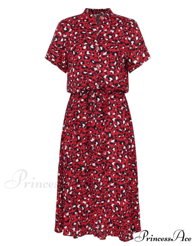 Gown Midi Casual Blouse Bohemian - Warm-Season For Design Coastal Leopard A-Line Loose Festive