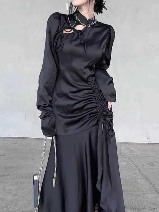Graceful Bandage Extended Sleeve Midi Dress