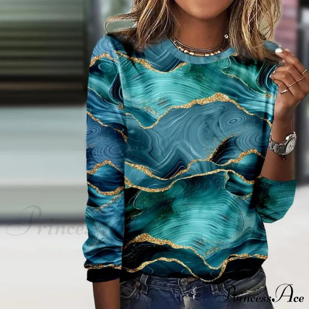 Gradient Casual T-Shirt Blouses