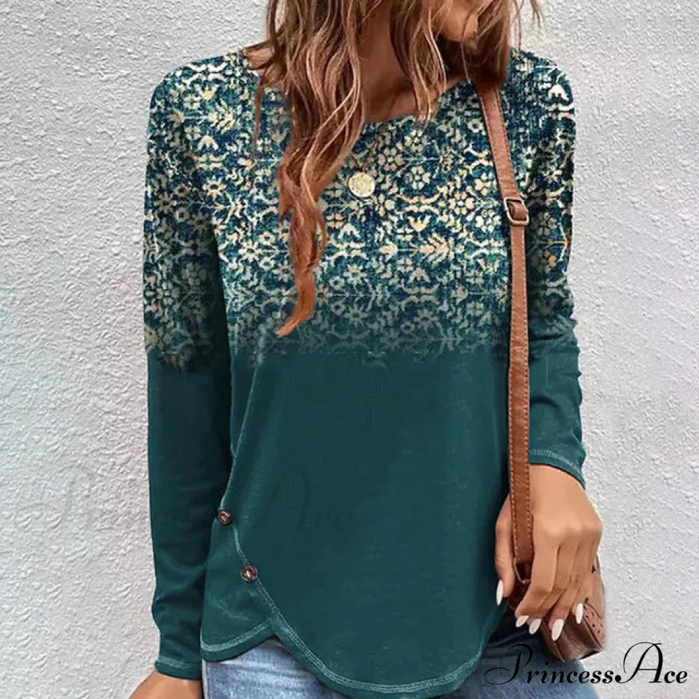 Irregular Gradient Print Blouse Green best Best Sellings clothes Plus Size Sale tops Topseller