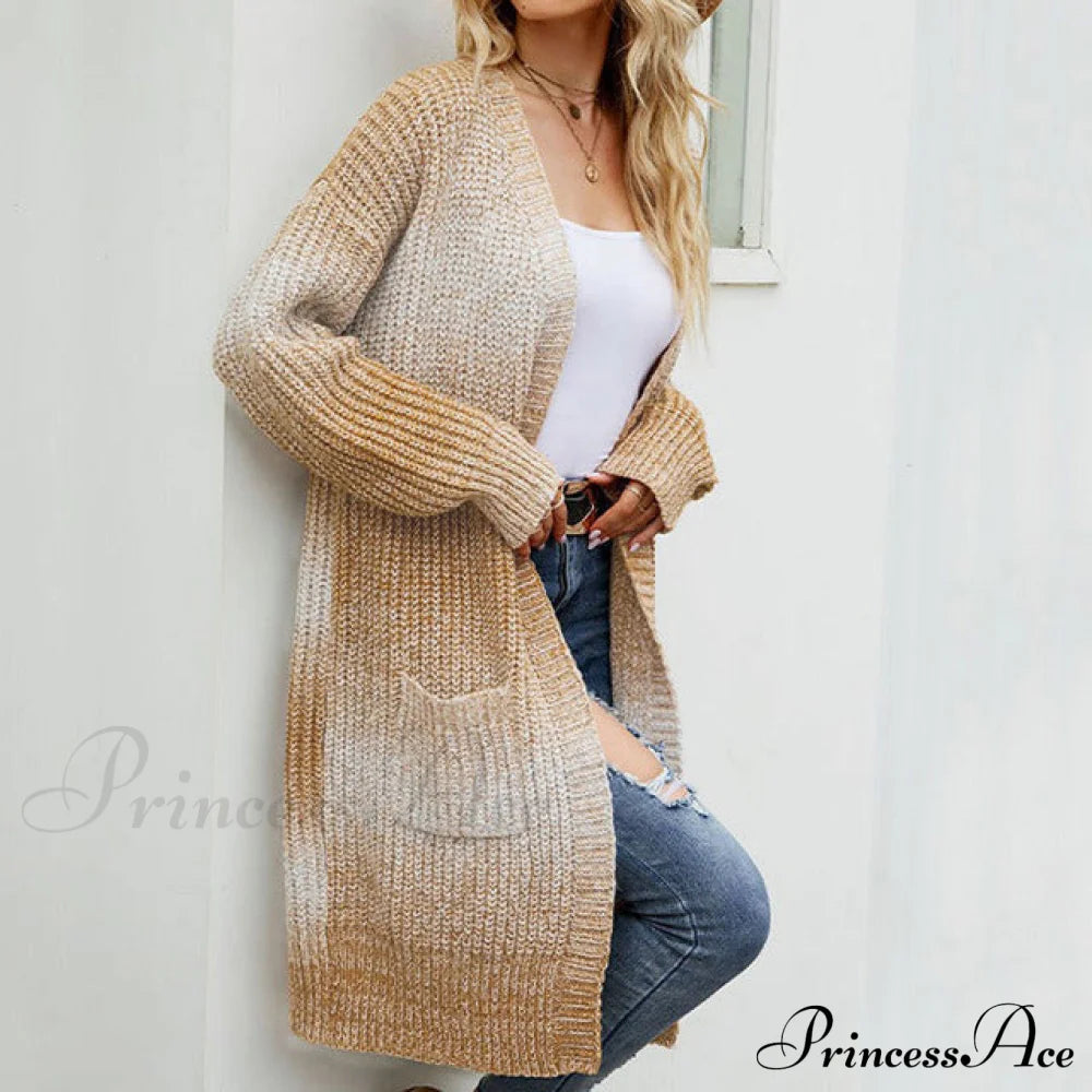 Gradient Knitted Cardigan Coats