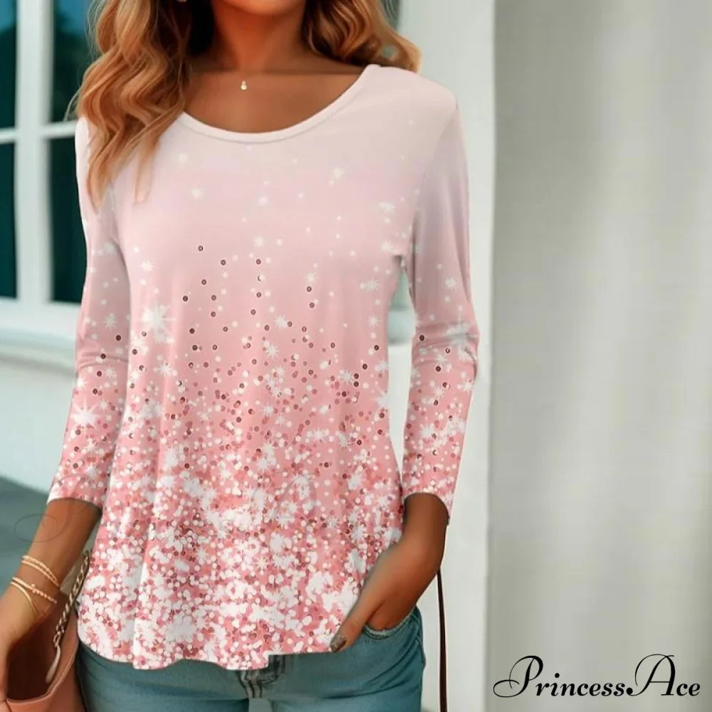 Elegant Gradient T-Shirt Pink best Best Sellings clothes Plus Size Sale tops Topseller