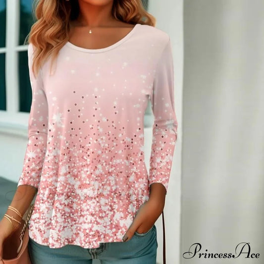 Elegant Gradient T-Shirt Pink best Best Sellings clothes Plus Size Sale tops Topseller