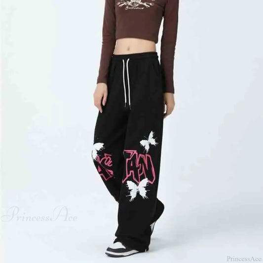 Graffiti Butterfly Print Hip Hop Pants