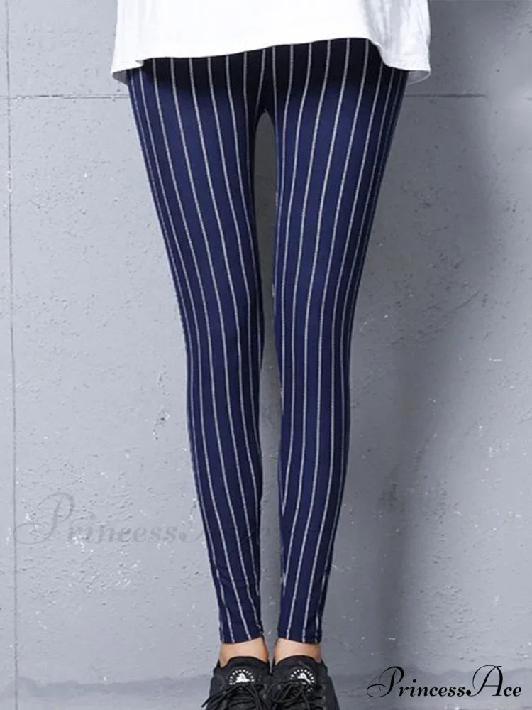 Graffiti Floral Patterned Print Elastic Design Leggings Blue / S