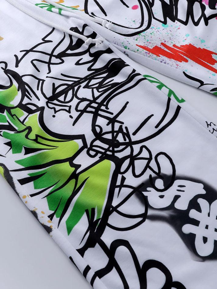 Graffiti Print Graceful Bodycon Maxi Dress Pants