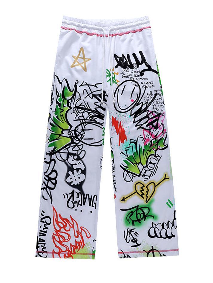 Graffiti Print Graceful Bodycon Maxi Dress Pants