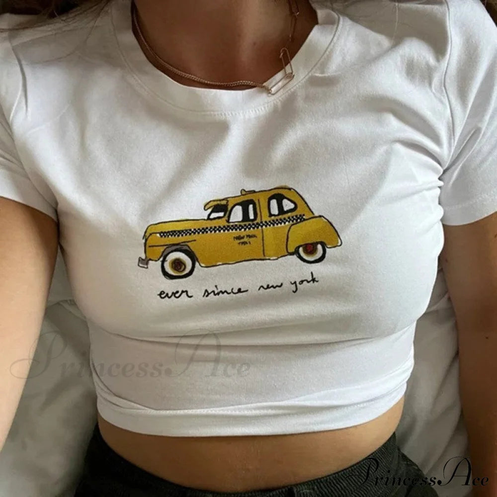 Graphic Cab Stylish Text White Tee