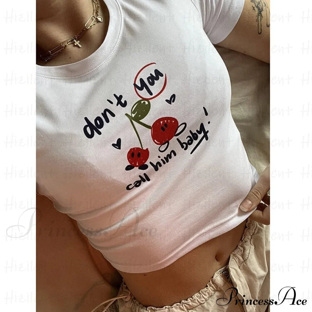 Graphic Cherry Stylish Text White Tee
