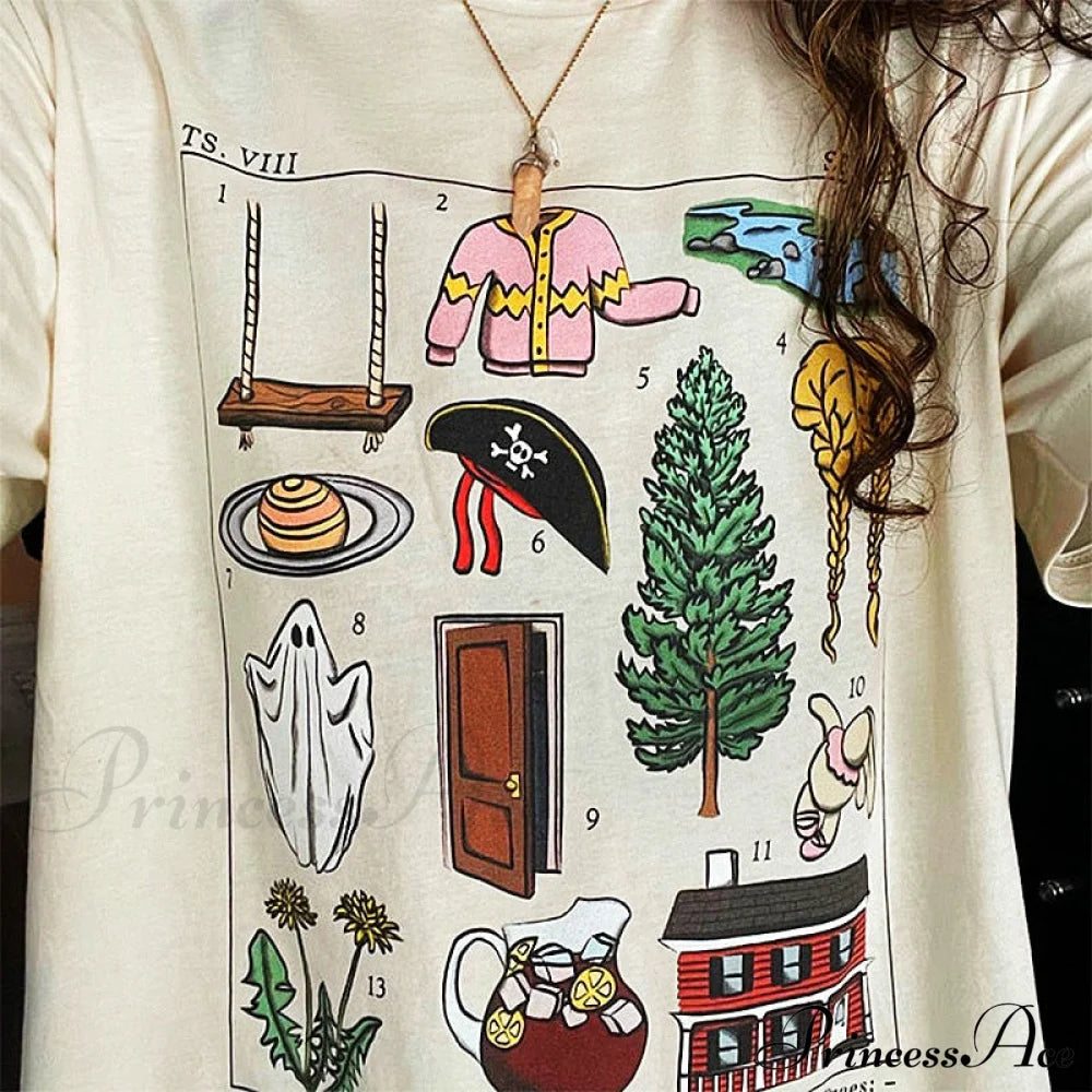 Graphic Doodle Stylish Print Tshirt Shirts & Tops