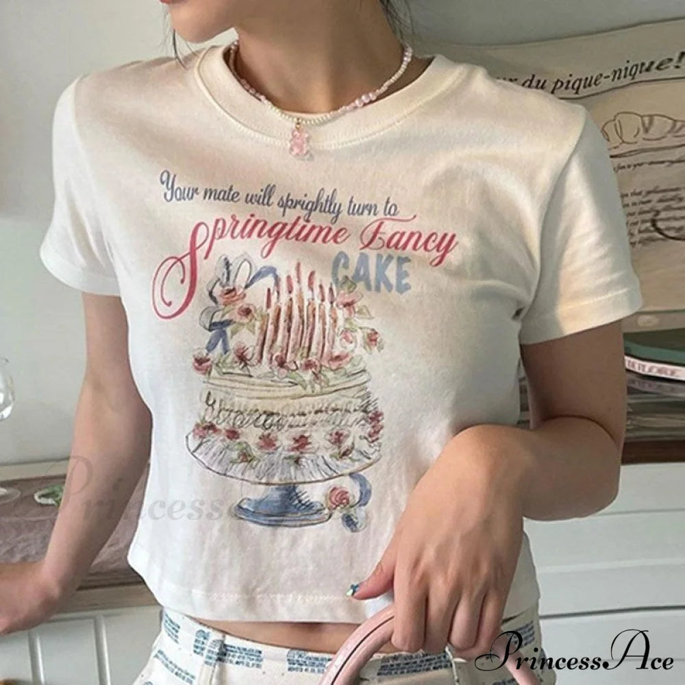 Graphic Vintage Stylish Cake White Tee