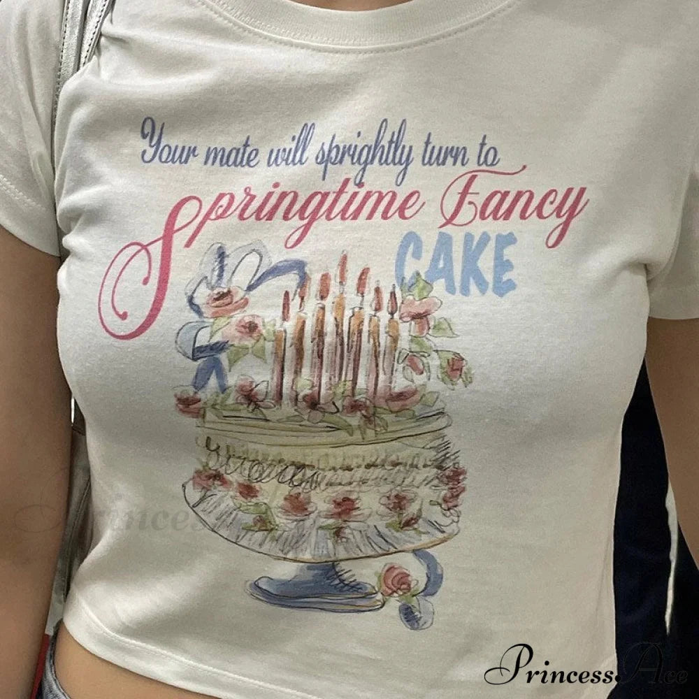 Graphic Vintage Stylish Cake White Tee