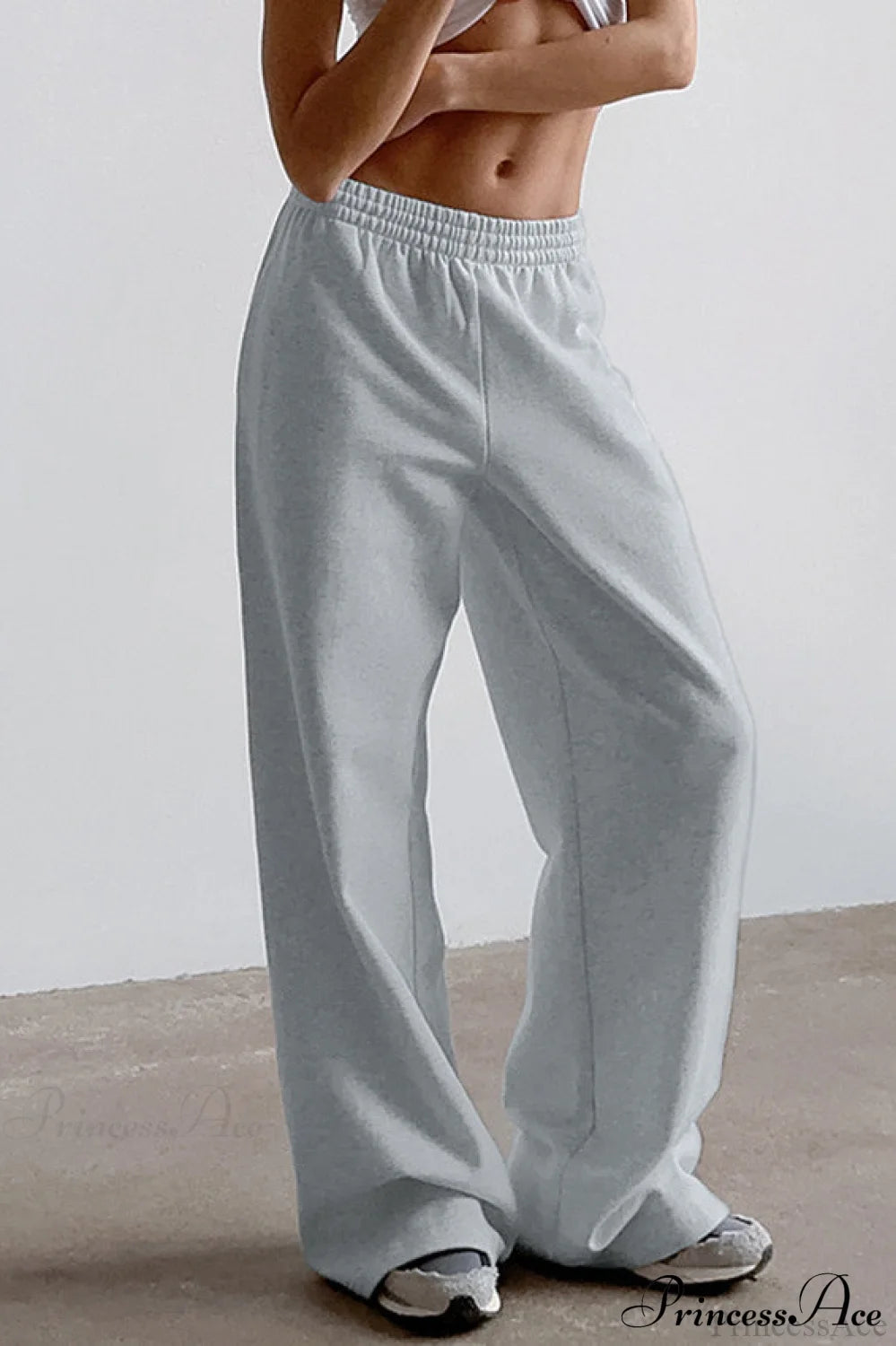 Gray Loose Wide Leg Low Waist Sweat Pants Grey / S
